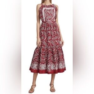Sea New York red paisley apron dress